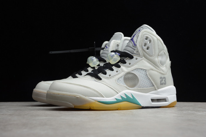 2020 ow x air jordan 5 grey/green-white ct8480-105