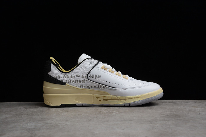 ow x air jordan 2 low sp white black grey  dj4375-101